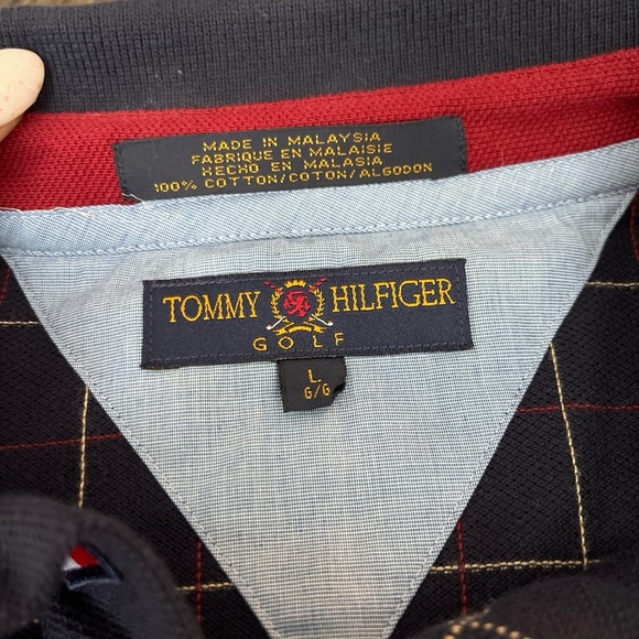 Vintage Tommy Hilfiger Polo Shirt Men NB Check Window-Pane Long Sleeve 90s - Picture 2 of 8